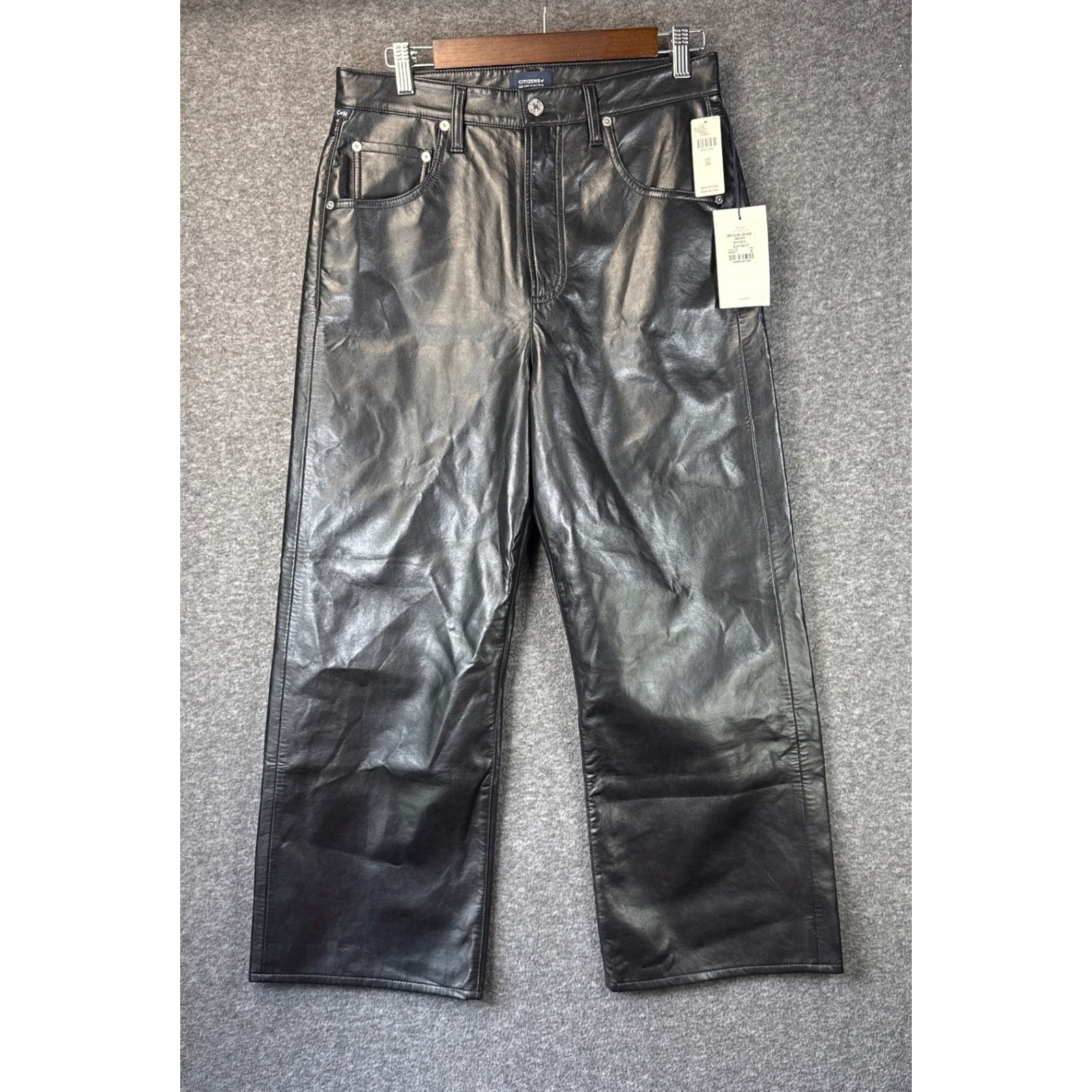 Citizens Of Humanity Gaucho Recycled Leather Pants Black Beauty Size 26 Nwt $498